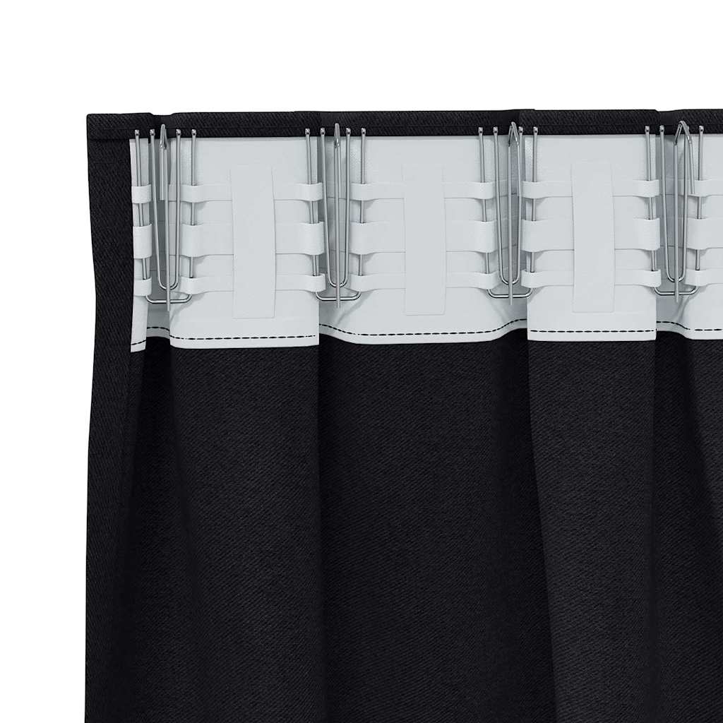 vidaXL Κουρτίνες με κουρτίνες 2 pcs Μαύρο 260 x 140 εκ. Πολυεστέρας