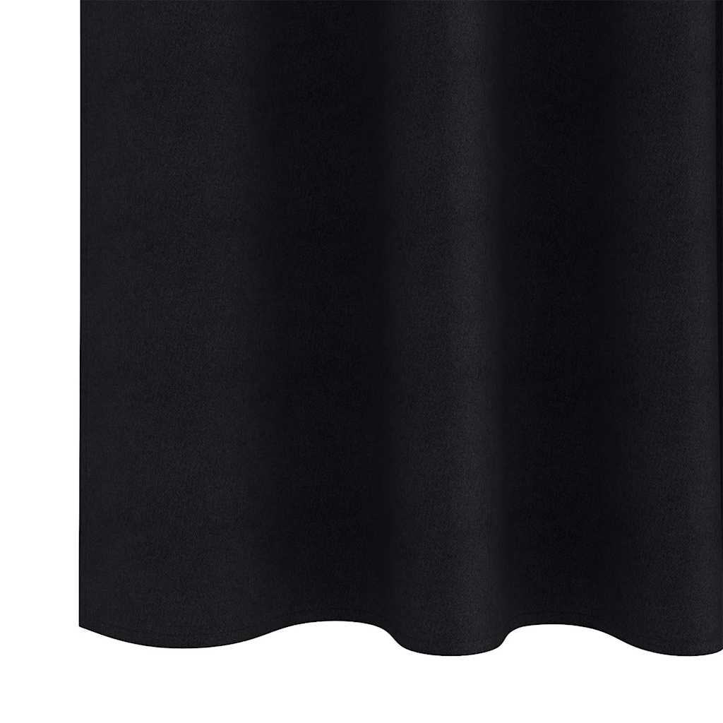 vidaXL Κουρτίνες με κουρτίνες 2 pcs Μαύρο 260 x 140 εκ. Πολυεστέρας