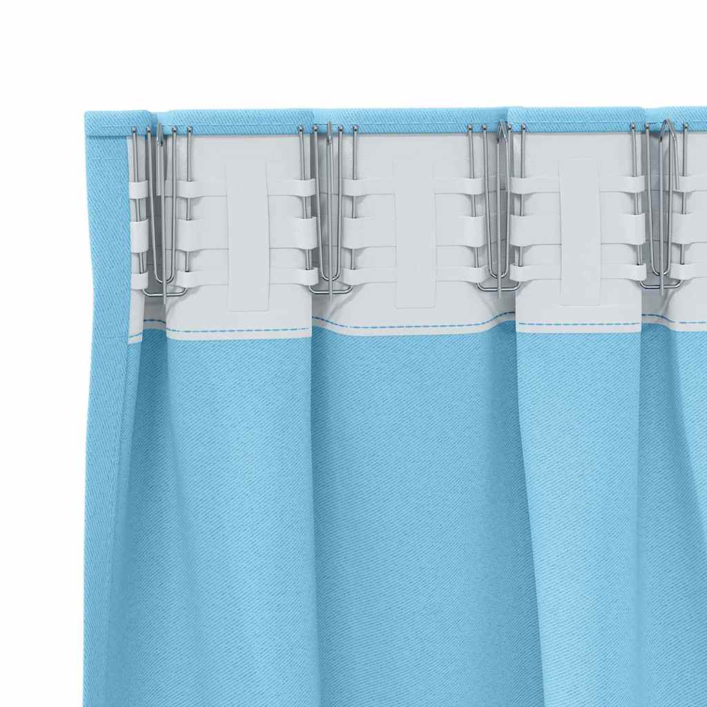 vidaXL Κουρτίνες με κουρτίνες 2 pcs Γαλάζιο 225 x 140 εκ. Πολυεστέρας