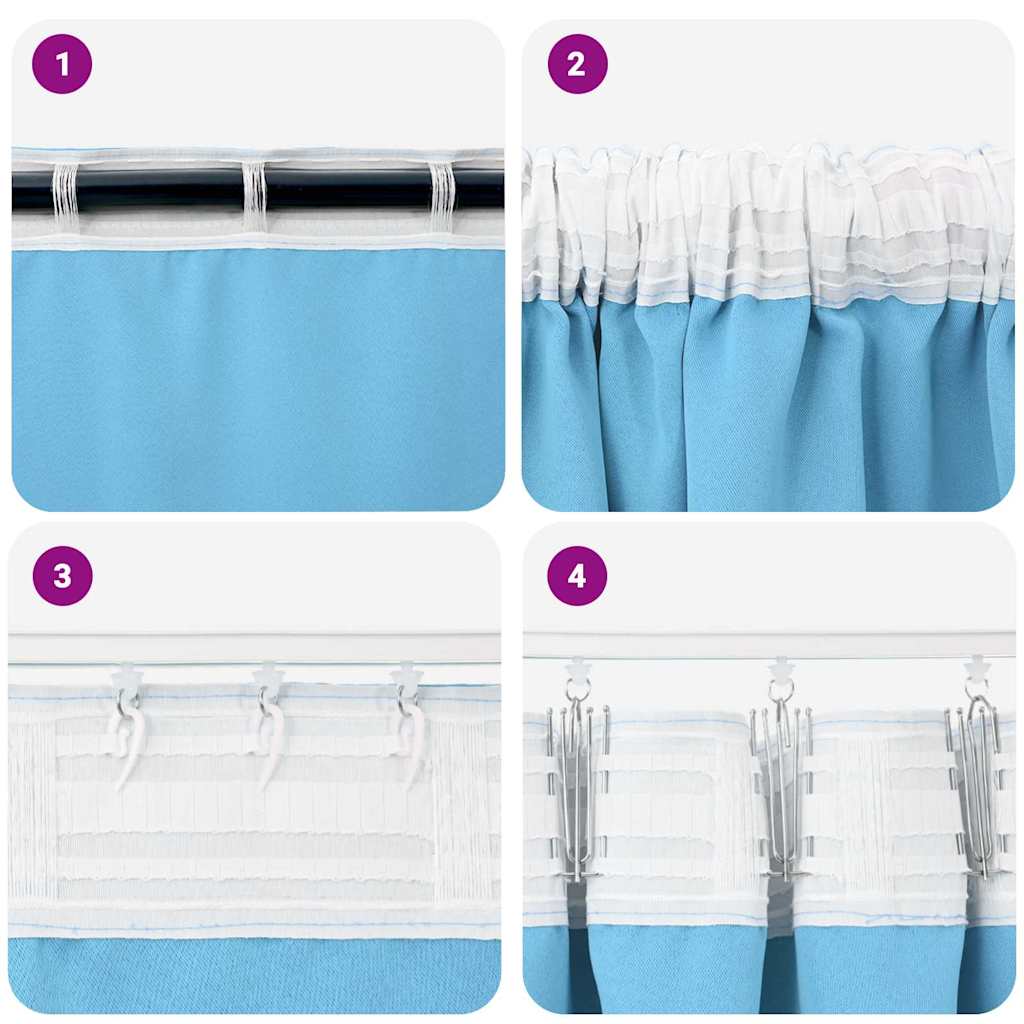 vidaXL Κουρτίνες με κουρτίνες 2 pcs Γαλάζιο 225 x 140 εκ. Πολυεστέρας