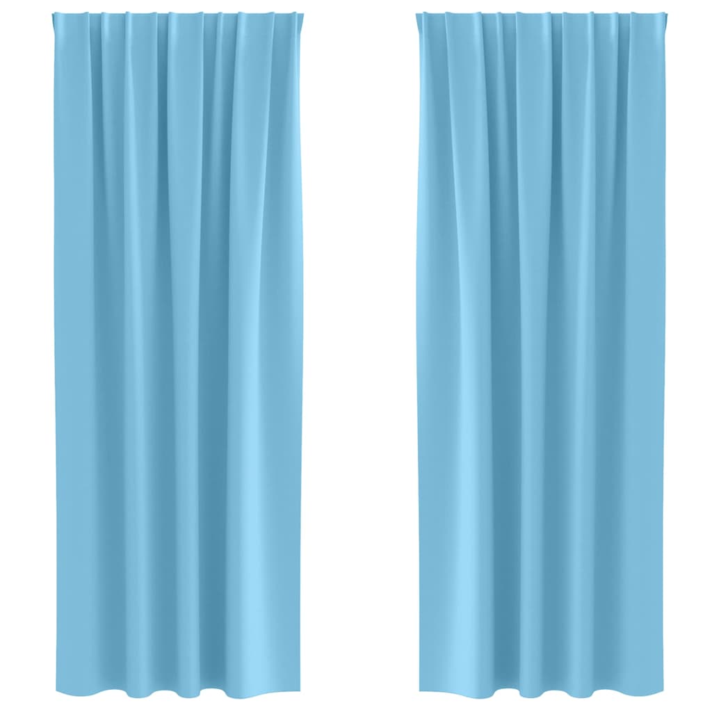 vidaXL Κουρτίνες με κουρτίνες 2 pcs Γαλάζιο 260 x 140 εκ. Πολυεστέρας