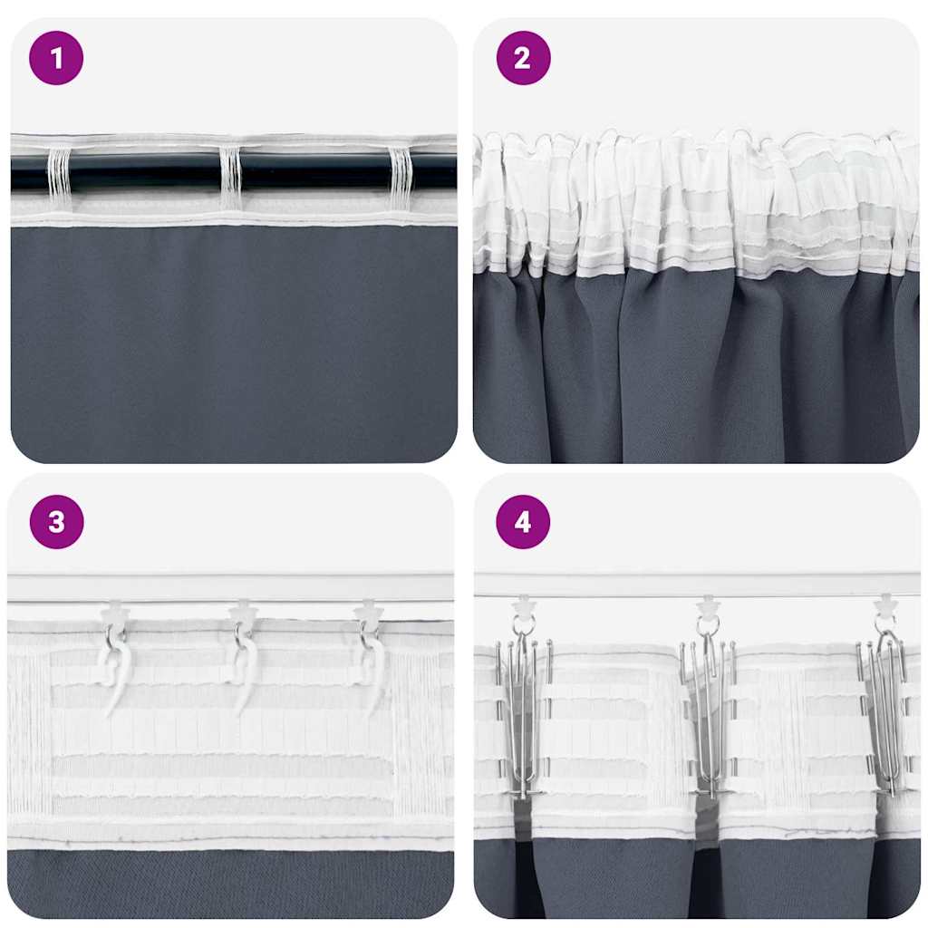vidaXL Κουρτίνες με κουρτίνες 2 pcs Ανθρακί 260 x 140 εκ. Πολυεστέρας