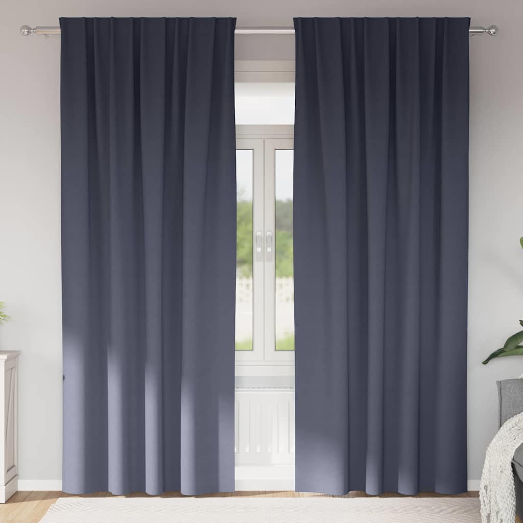 vidaXL Κουρτίνες με κουρτίνες 2 pcs Ανθρακί 260 x 140 εκ. Πολυεστέρας