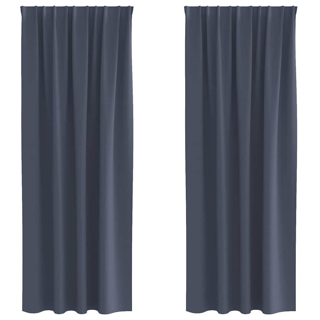 vidaXL Κουρτίνες με κουρτίνες 2 pcs Ανθρακί 260 x 140 εκ. Πολυεστέρας