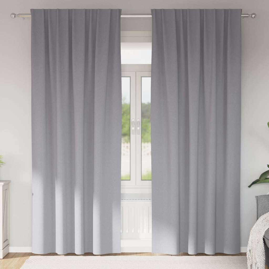 vidaXL Κουρτίνες 2 pcs Ανοιχτό γκρι 245 x 140 εκ. Πολυεστέρας