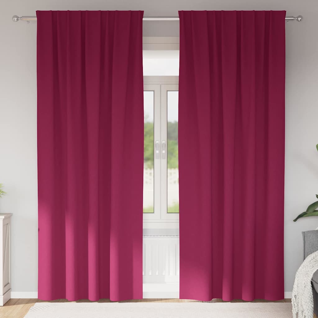 vidaXL Κουρτίνες με κουρτίνες 2 pcs Κόκκινο 225 x 140 εκ. Πολυεστέρας
