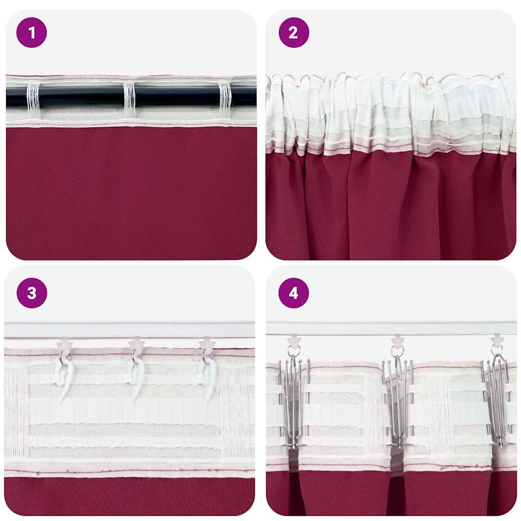 vidaXL Κουρτίνες με κουρτίνες 2 pcs Κόκκινο 245 x 140 εκ. Πολυεστέρας