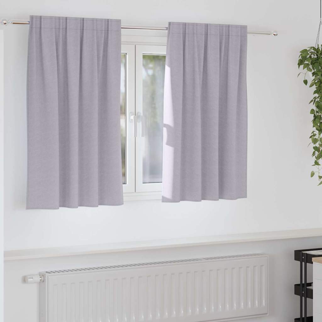 vidaXL Κουρτίνες με κουρτίνες 2 pcs Μεταλλικό Γκρι Πολυεστέρας