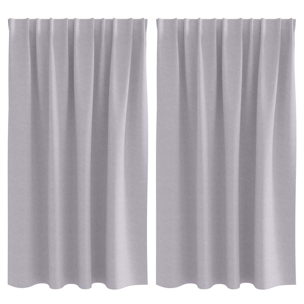 vidaXL Κουρτίνες με κουρτίνες 2 pcs Μεταλλικό Γκρι Πολυεστέρας