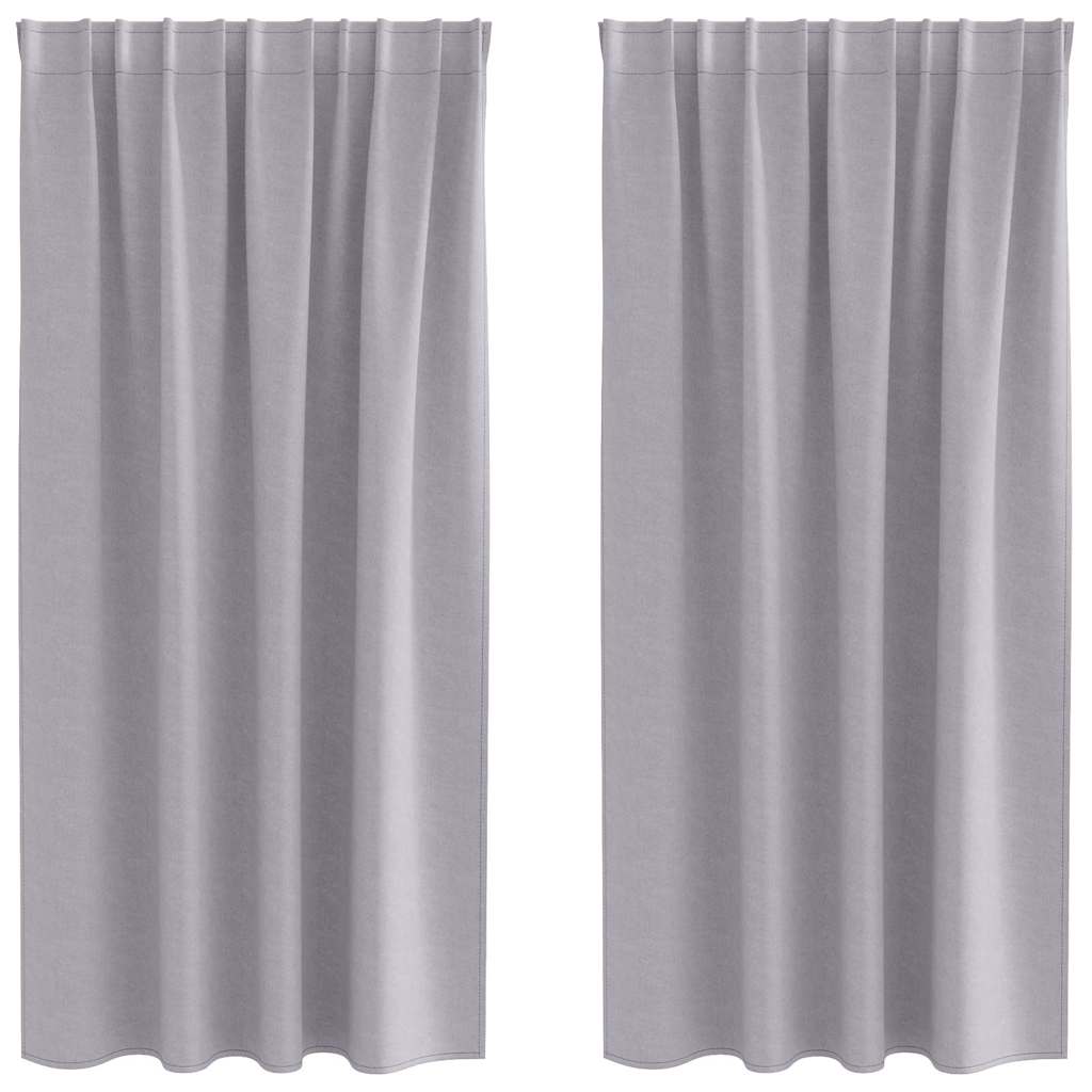 vidaXL Κουρτίνες με κουρτίνες 2 pcs Μεταλλικό Γκρι Πολυεστέρας