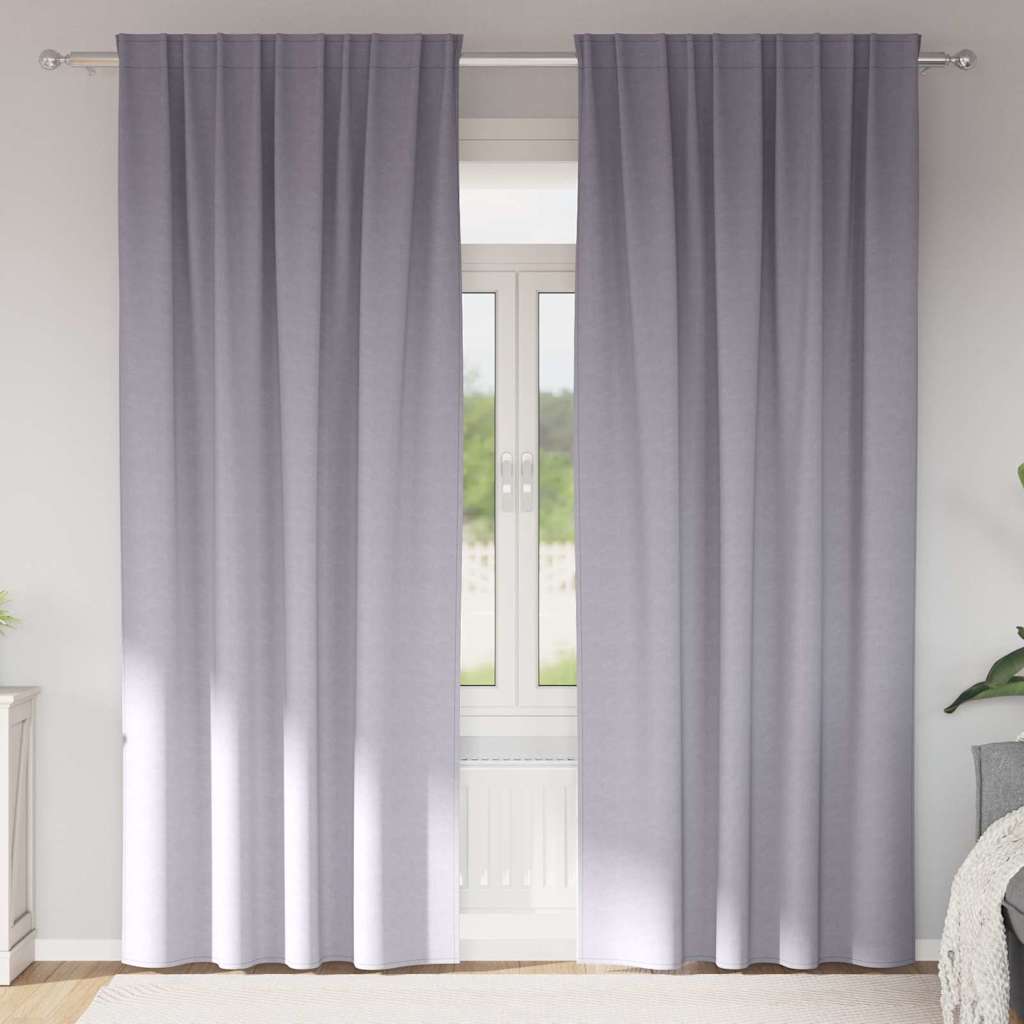 vidaXL Κουρτίνες 2 pcs Μεταλλικό Γκρι 260 x 140 εκ. Πολυεστέρας
