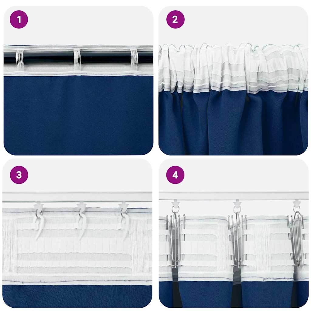 vidaXL Κουρτίνες 2 pcs Σκούρο Μπλε 245 x 140 εκ. Πολυεστέρας