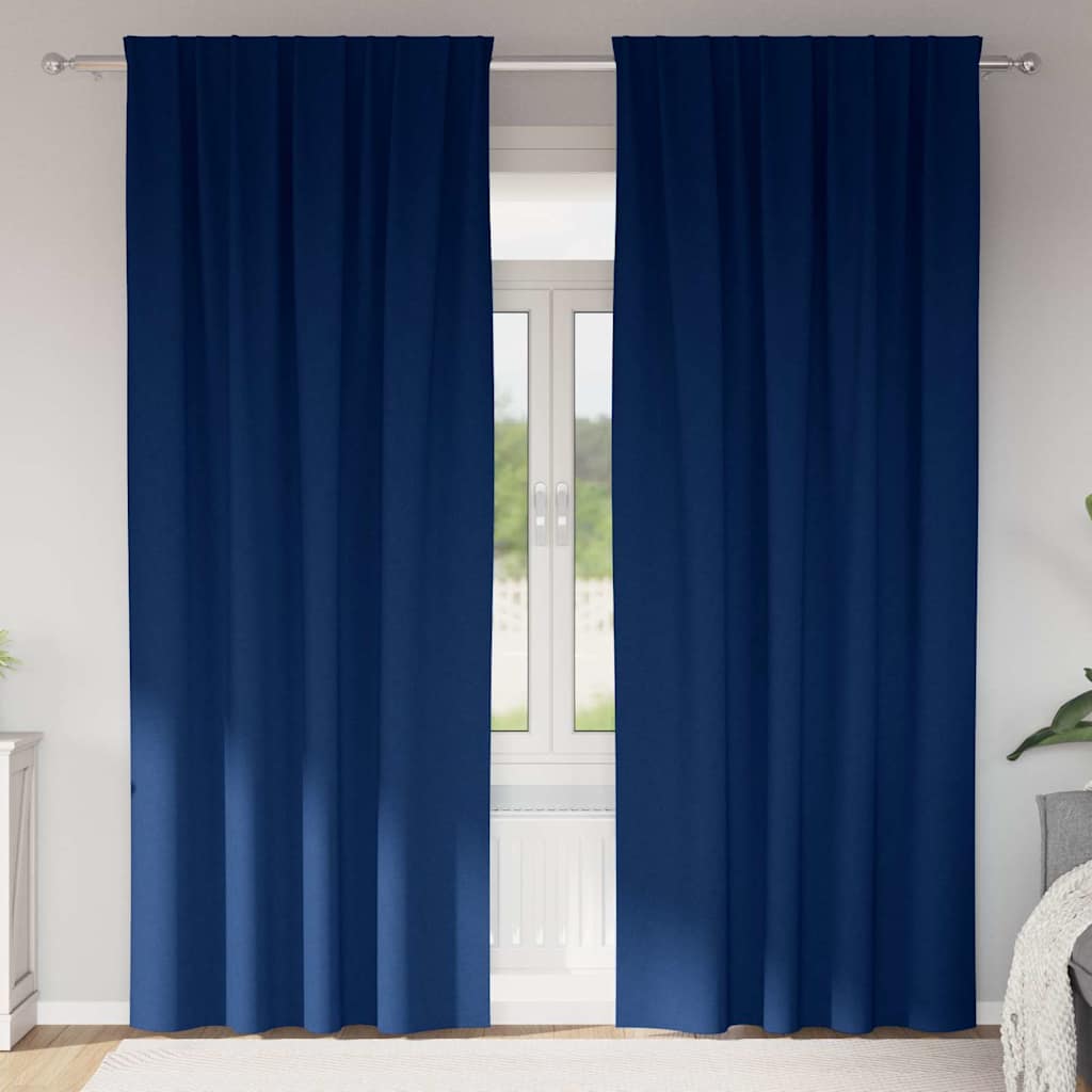vidaXL Κουρτίνες 2 pcs Σκούρο Μπλε 260 x 140 εκ. Πολυεστέρας