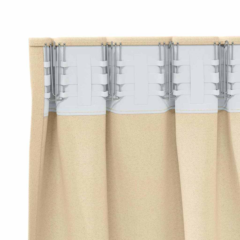vidaXL Κουρτίνες με κουρτίνες 2 pcs Κρεμ 225 x 140 εκ. Πολυεστέρας