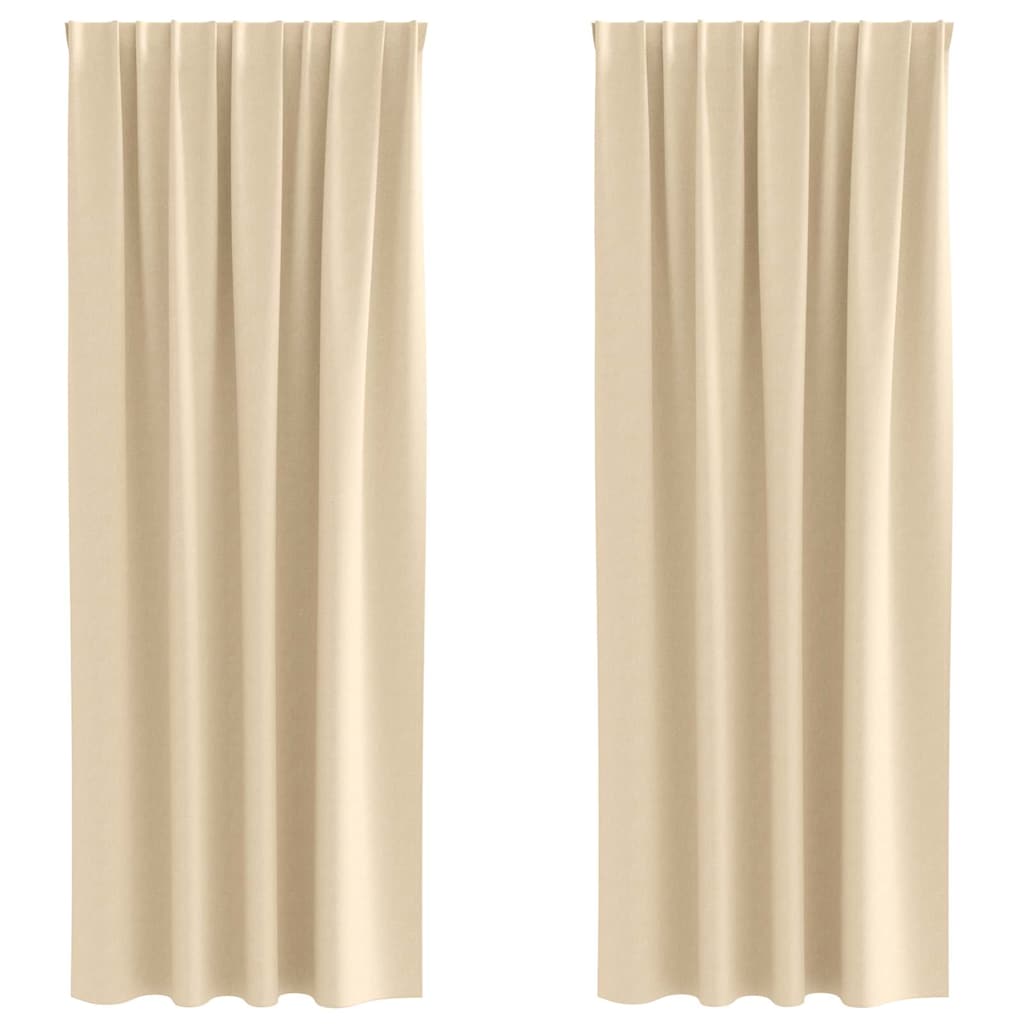 vidaXL Κουρτίνες με κουρτίνες 2 pcs Κρεμ 225 x 140 εκ. Πολυεστέρας
