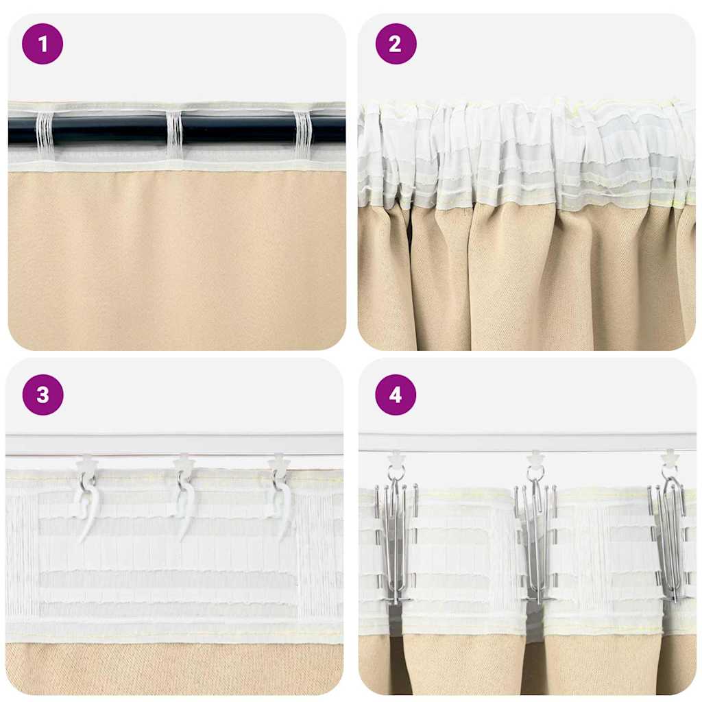 vidaXL Κουρτίνες με κουρτίνες 2 pcs Κρεμ 245 x 140 εκ. Πολυεστέρας
