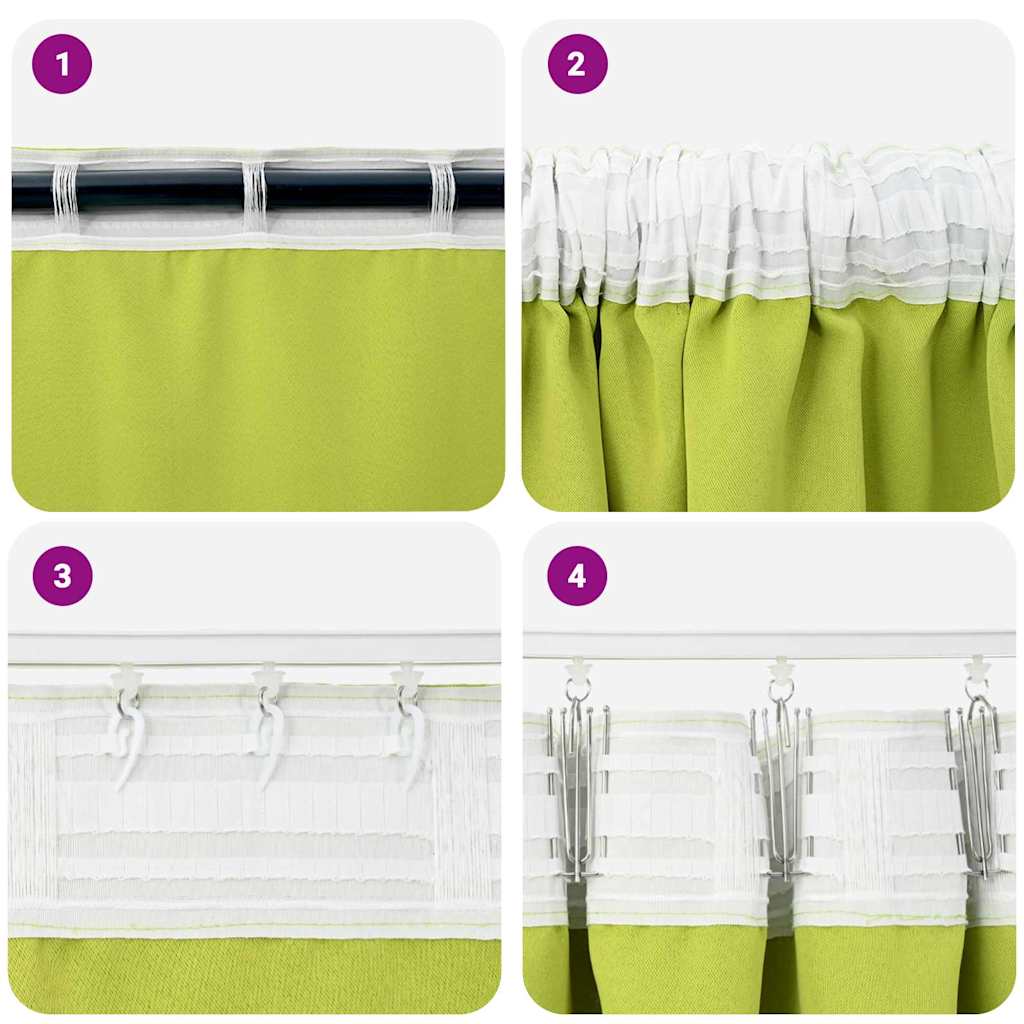 vidaXL Κουρτίνες με κουρτίνες 2 pcs Λαχανί 245 x 140 εκ. Πολυεστέρας
