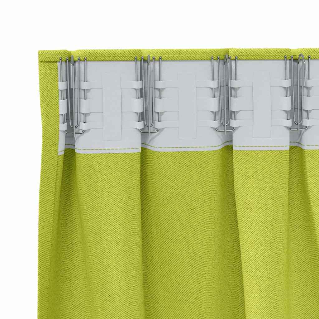 vidaXL Κουρτίνες με κουρτίνες 2 pcs Λαχανί 260 x 140 εκ. Πολυεστέρας