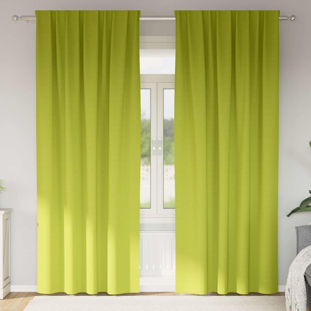 vidaXL Κουρτίνες με κουρτίνες 2 pcs Λαχανί 260 x 140 εκ. Πολυεστέρας