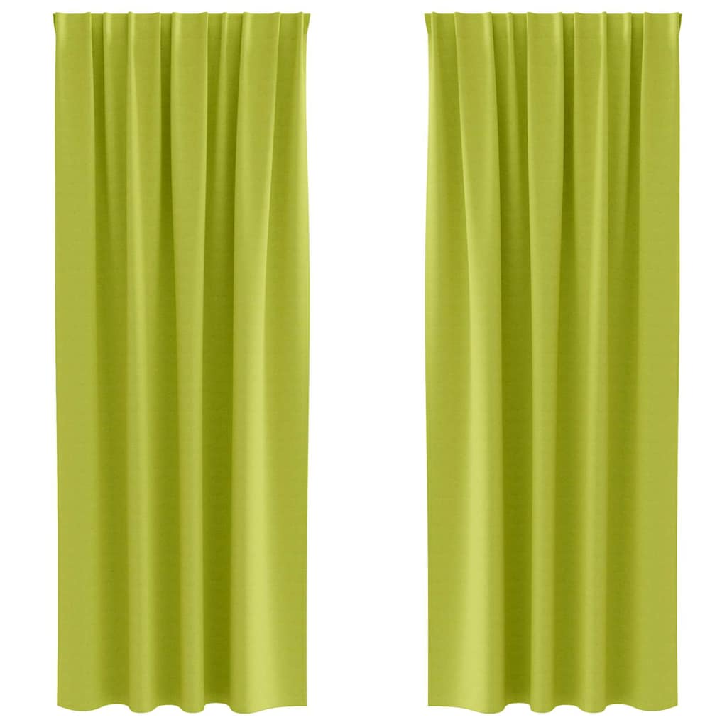 vidaXL Κουρτίνες με κουρτίνες 2 pcs Λαχανί 260 x 140 εκ. Πολυεστέρας