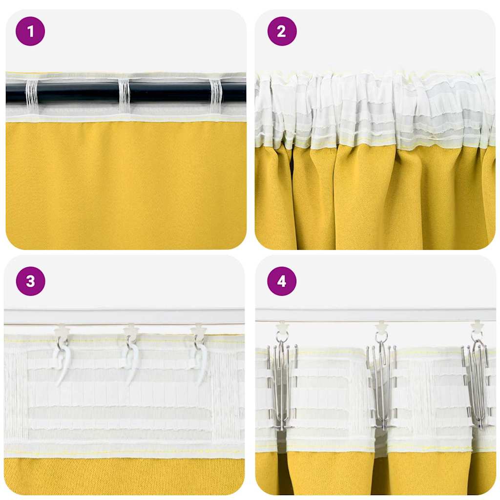 vidaXL Κουρτίνες 2 pcs κίτρινο μουσταρδί 225 x 140 εκ. Πολυεστέρας
