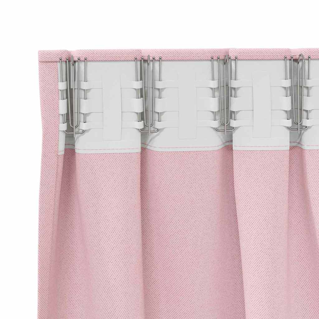 vidaXL Κουρτίνες με κουρτίνες 2 pcs Μωρουδίστικο Ροζ Πολυεστέρας