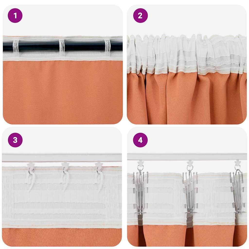 vidaXL Κουρτίνες με κουρτίνες 2 pcs Τερακότα 245 x 140 εκ. Πολυεστέρας