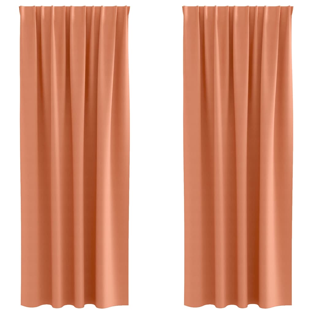 vidaXL Κουρτίνες με κουρτίνες 2 pcs Τερακότα 245 x 140 εκ. Πολυεστέρας