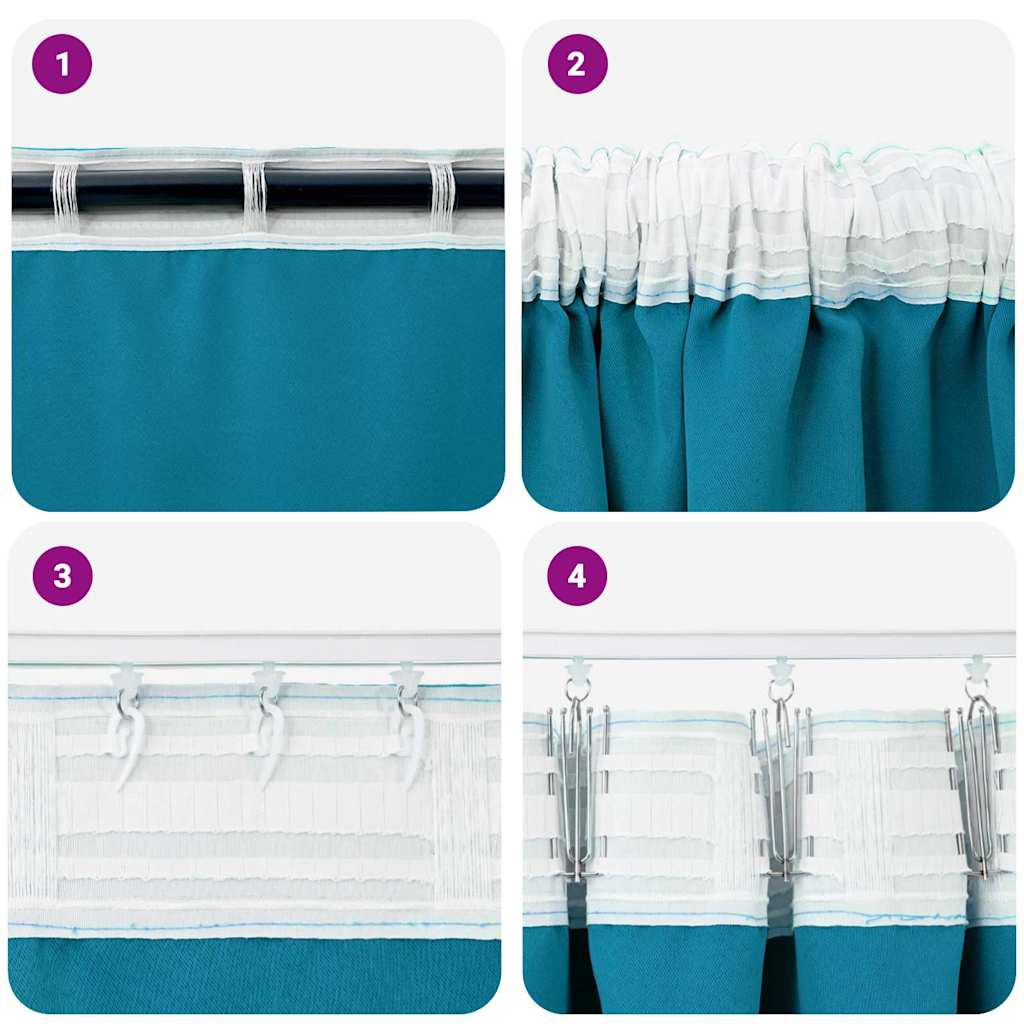 vidaXL Κουρτίνες με κουρτίνες 2 pcs Τιρκουάζ 225 x 140 εκ. Πολυεστέρας