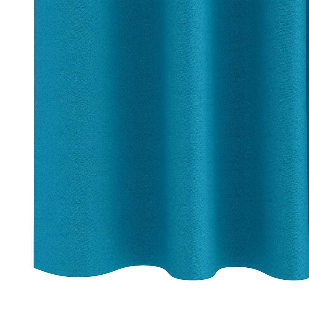 vidaXL Κουρτίνες με κουρτίνες 2 pcs Τιρκουάζ 245 x 140 εκ. Πολυεστέρας