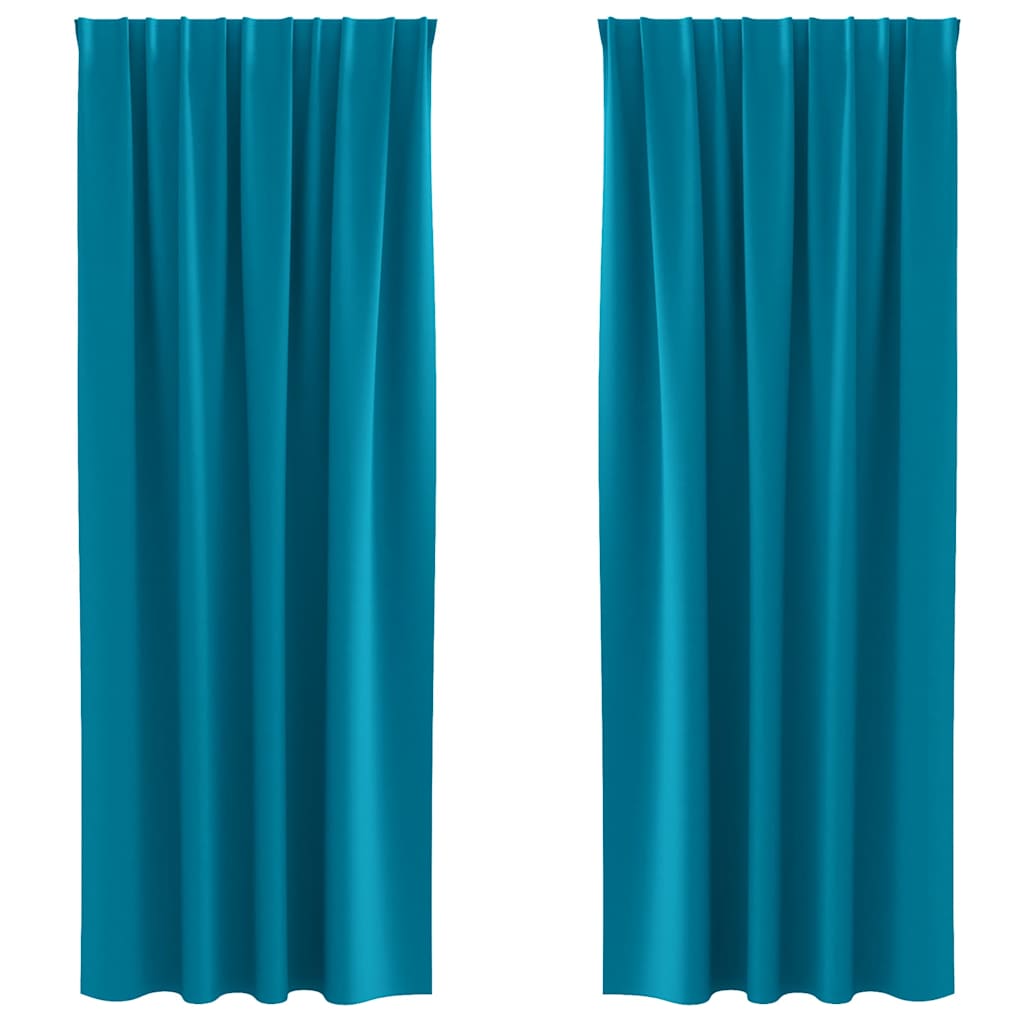 vidaXL Κουρτίνες με κουρτίνες 2 pcs Τιρκουάζ 245 x 140 εκ. Πολυεστέρας