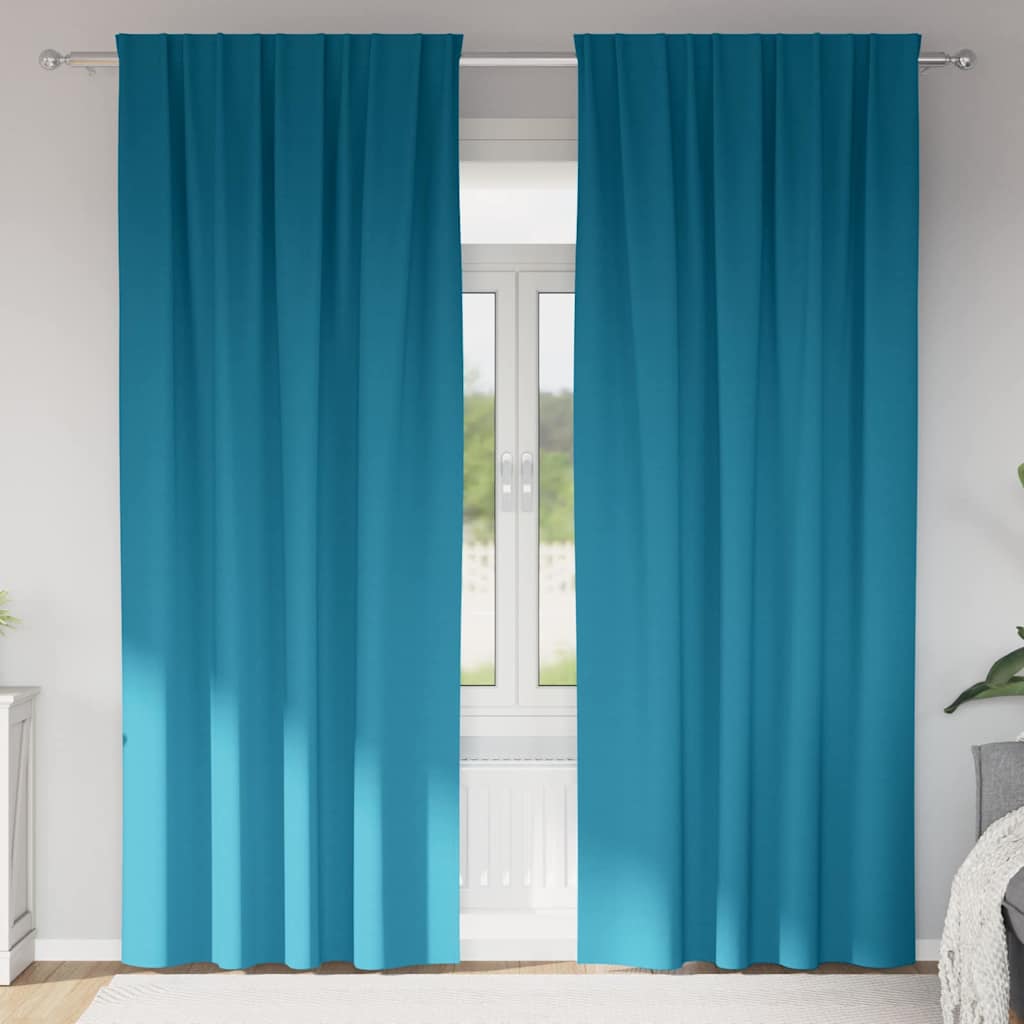 vidaXL Κουρτίνες με κουρτίνες 2 pcs Τιρκουάζ 260 x 140 εκ. Πολυεστέρας