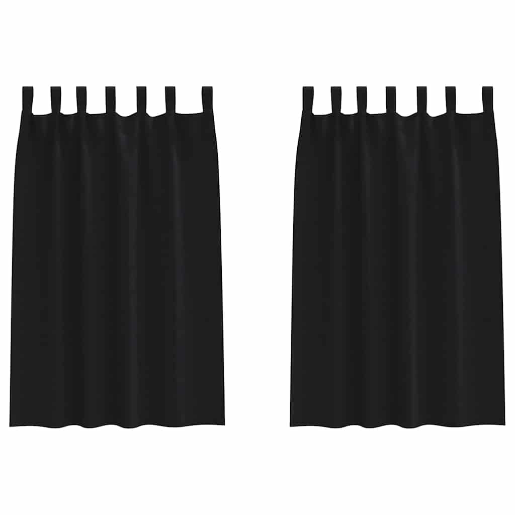 vidaXL Κουρτίνες με κουρτίνες 2 pcs Μαύρο Πολυεστέρας