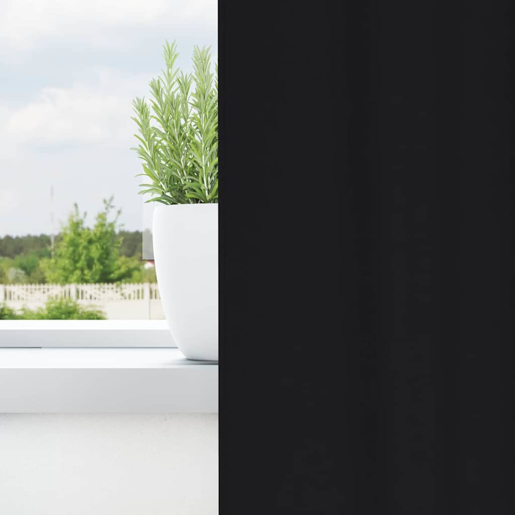 vidaXL Κουρτίνες με κουρτίνες 2 pcs Μαύρο 245 x 140 εκ. Πολυεστέρας