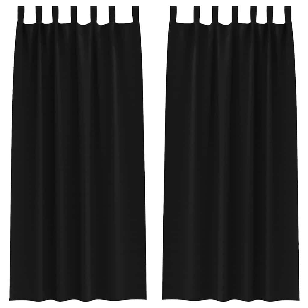 vidaXL Κουρτίνες με κουρτίνες 2 pcs Μαύρο 245 x 140 εκ. Πολυεστέρας