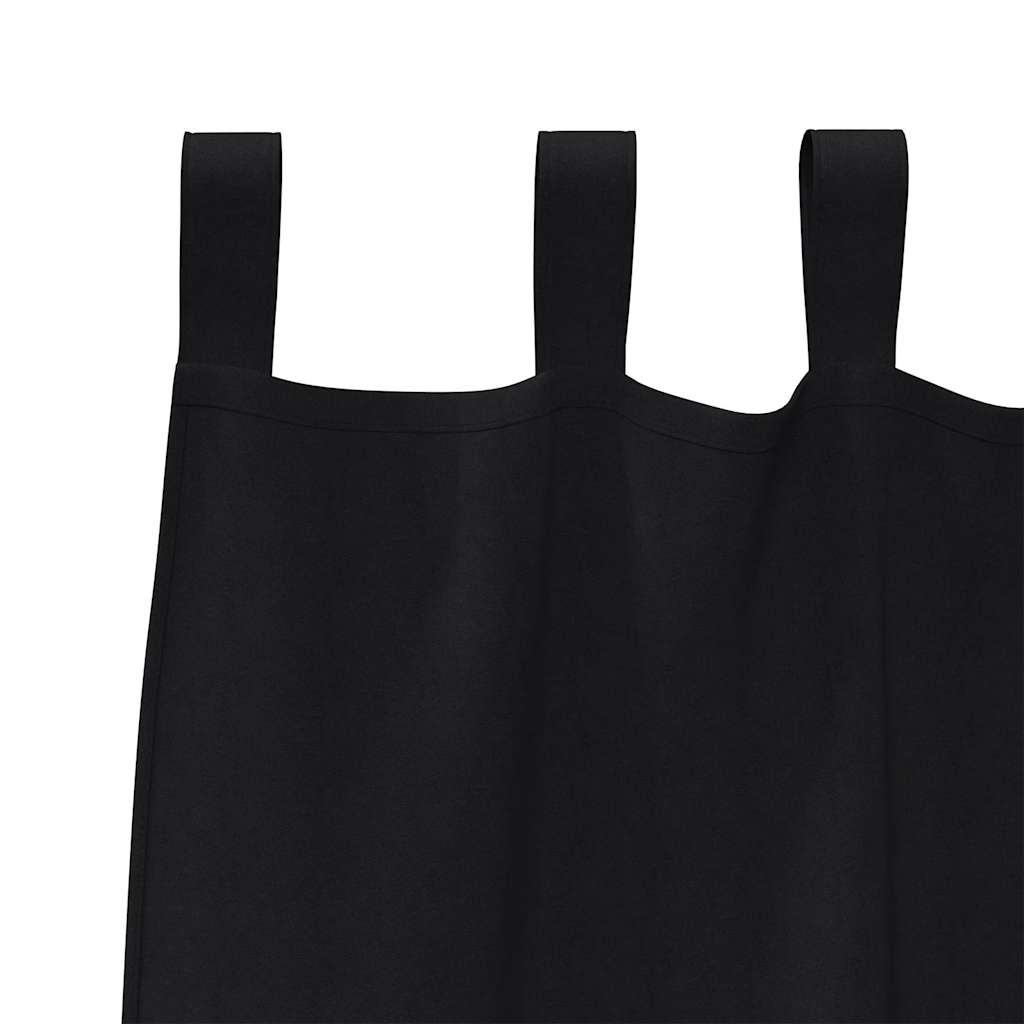 vidaXL Κουρτίνες με κουρτίνες 2 pcs Μαύρο 260 x 140 εκ. Πολυεστέρας