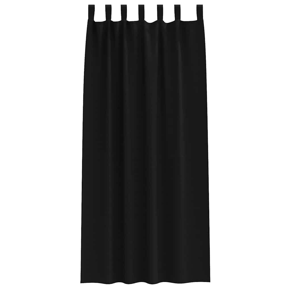 vidaXL Κουρτίνες με κουρτίνες 2 pcs Μαύρο 260 x 140 εκ. Πολυεστέρας