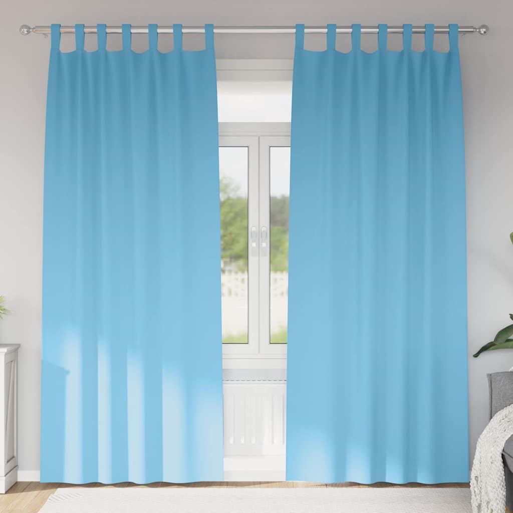 vidaXL Κουρτίνες με κουρτίνες 2 pcs Γαλάζιο 260 x 140 εκ. Πολυεστέρας