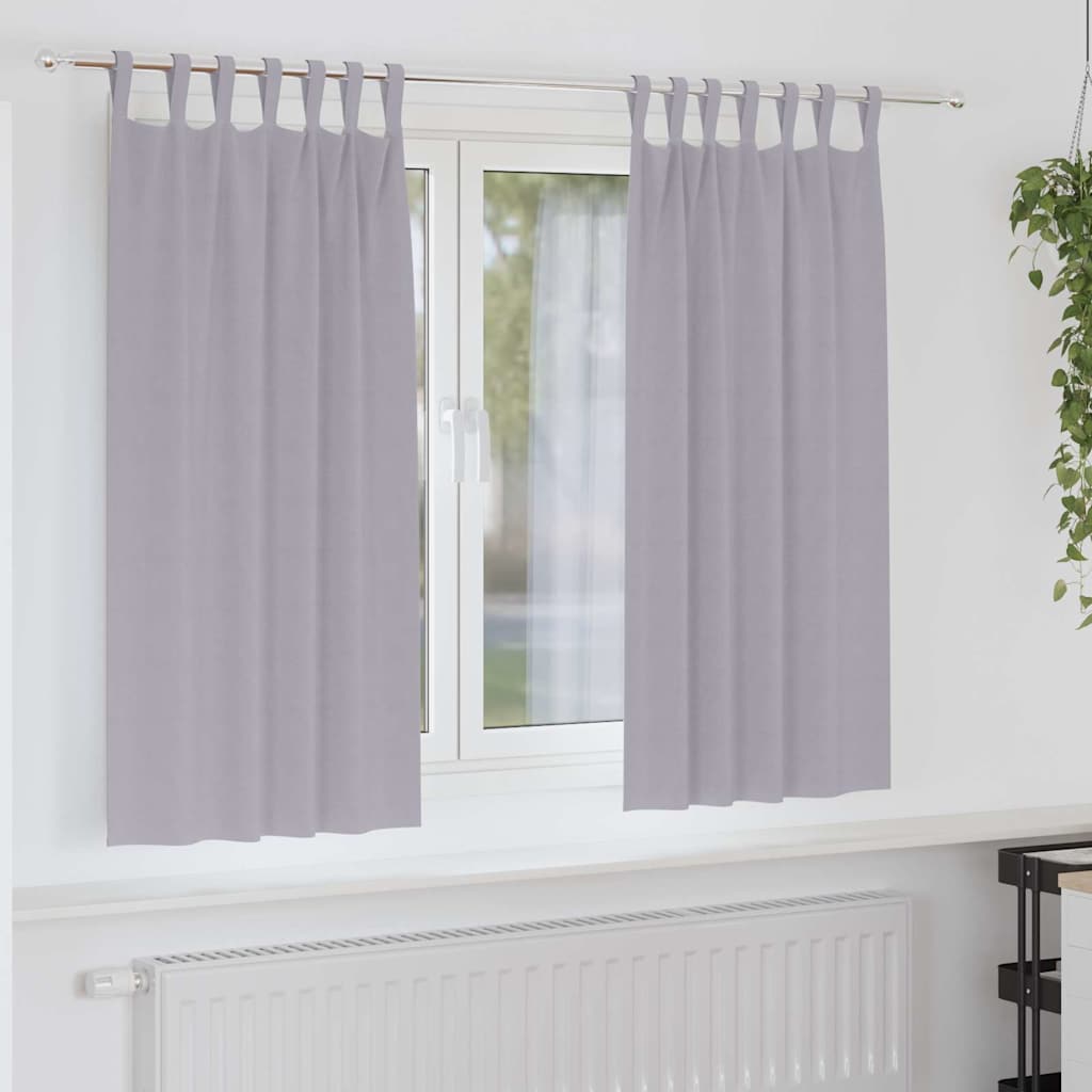 vidaXL Κουρτίνες με κουρτίνες 2 pcs Μεταλλικό Γκρι Πολυεστέρας