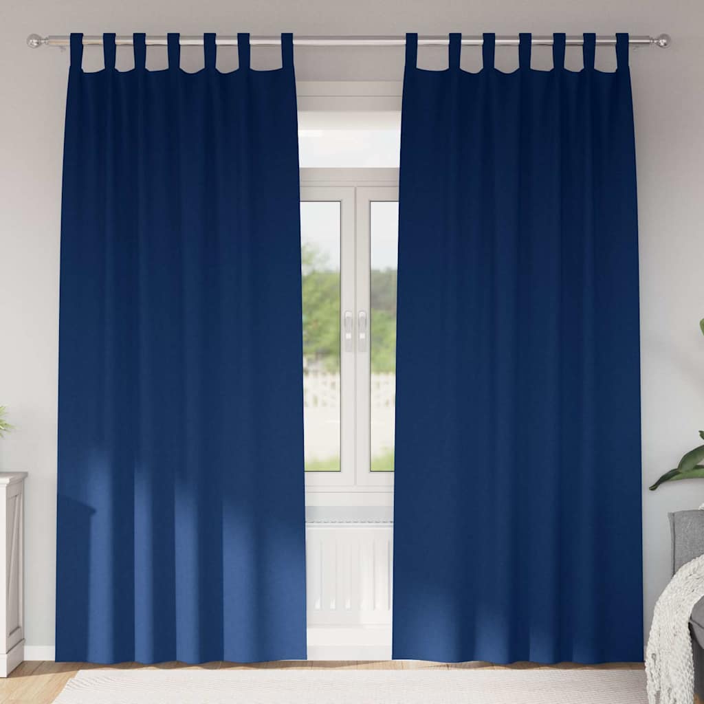 vidaXL Κουρτίνες 2 pcs Σκούρο Μπλε 245 x 140 εκ. Πολυεστέρας
