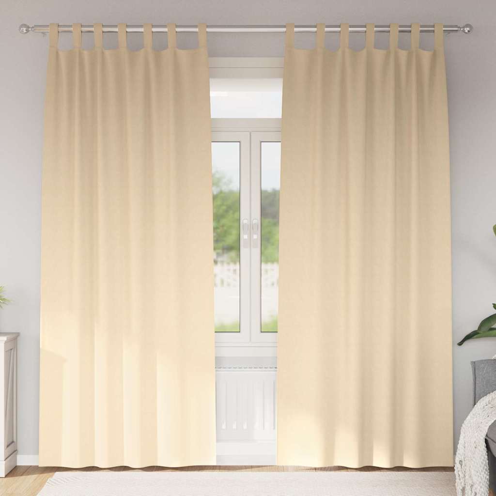 vidaXL Κουρτίνες με κουρτίνες 2 pcs Κρεμ 260 x 140 εκ. Πολυεστέρας