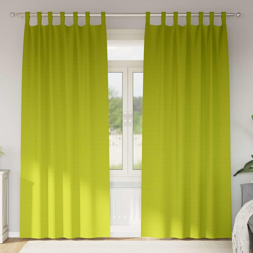 vidaXL Κουρτίνες με κουρτίνες 2 pcs Λαχανί 260 x 140 εκ. Πολυεστέρας