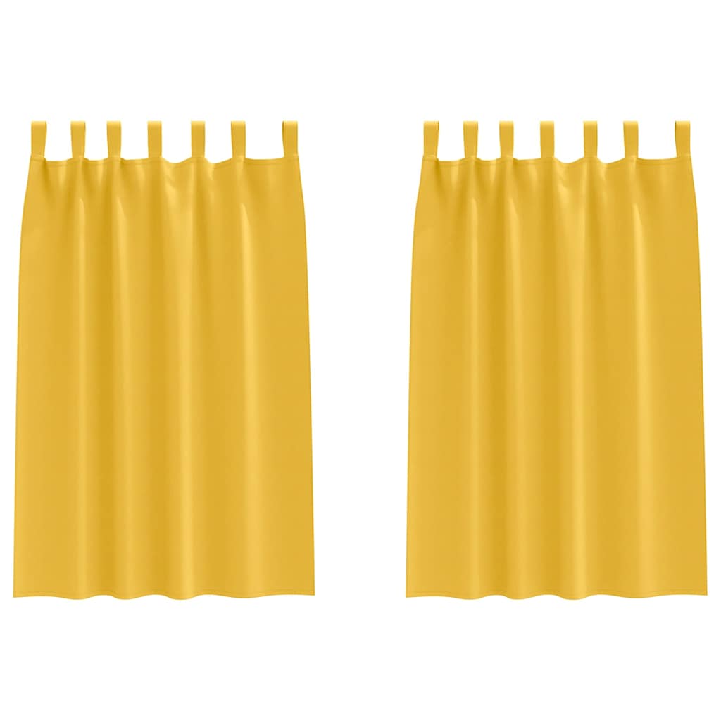 vidaXL Κουρτίνες με κουρτίνες 2 pcs κίτρινο μουσταρδί Πολυεστέρας