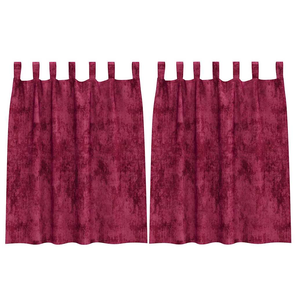 vidaXL Κουρτίνα με κουρτίνες 2 pcs Κόκκινο 140 x 140 cm Βελούδο
