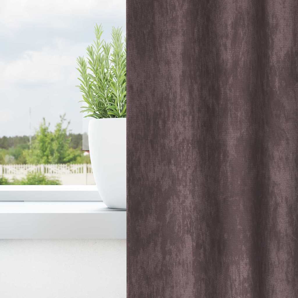 vidaXL κουρτίνες 2 τεμ με θηλιές Καφέ 245x140 εκ.