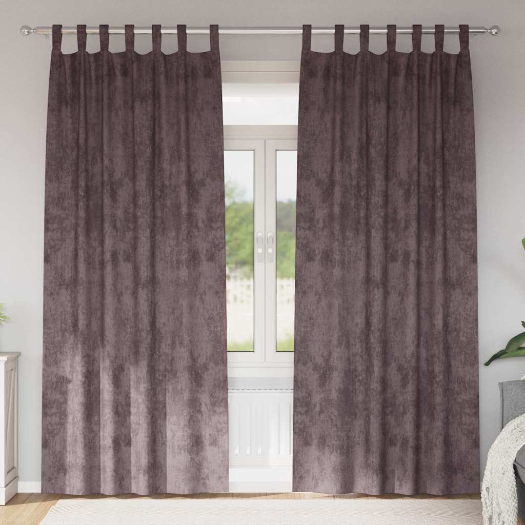 vidaXL κουρτίνες 2 τεμ με θηλιές Καφέ 245x140 εκ.