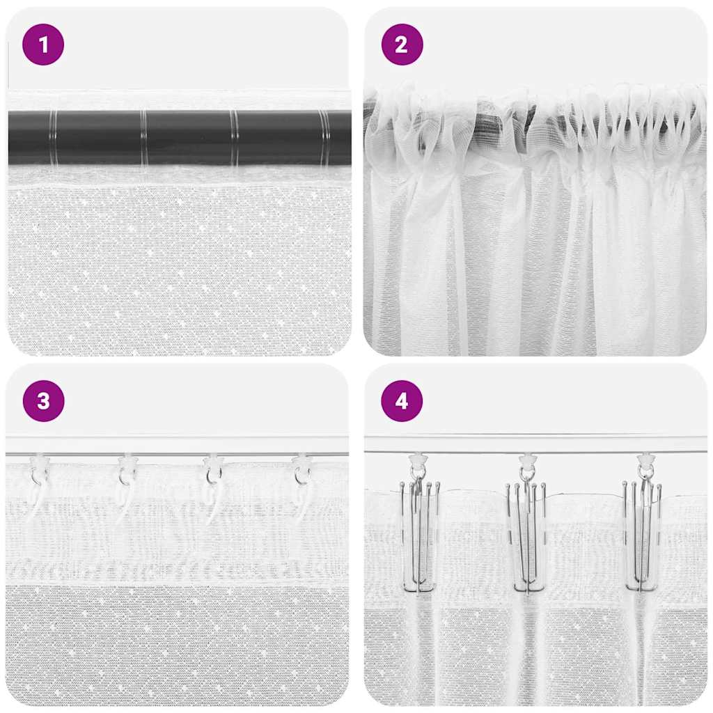 vidaXL Κουρτίνες με κουρτίνες Floral Λευκό 150 x 120 cm Πολυεστέρας