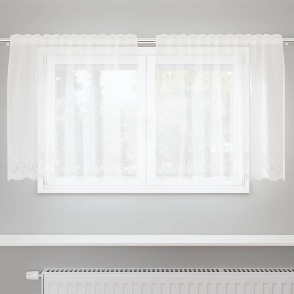 vidaXL Κουρτίνες με κουρτίνες Floral Λευκό 150 x 120 cm Πολυεστέρας