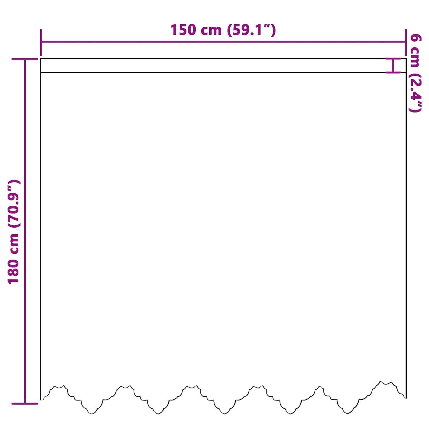 vidaXL Κουρτίνα Δαντέλας Λευκό 180 x 150 εκ Πολυεστέρας