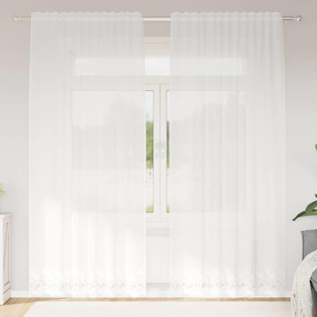 vidaXL Κουρτίνες με κουρτίνες Λευκό 150 x 220 cm Πολυεστέρας